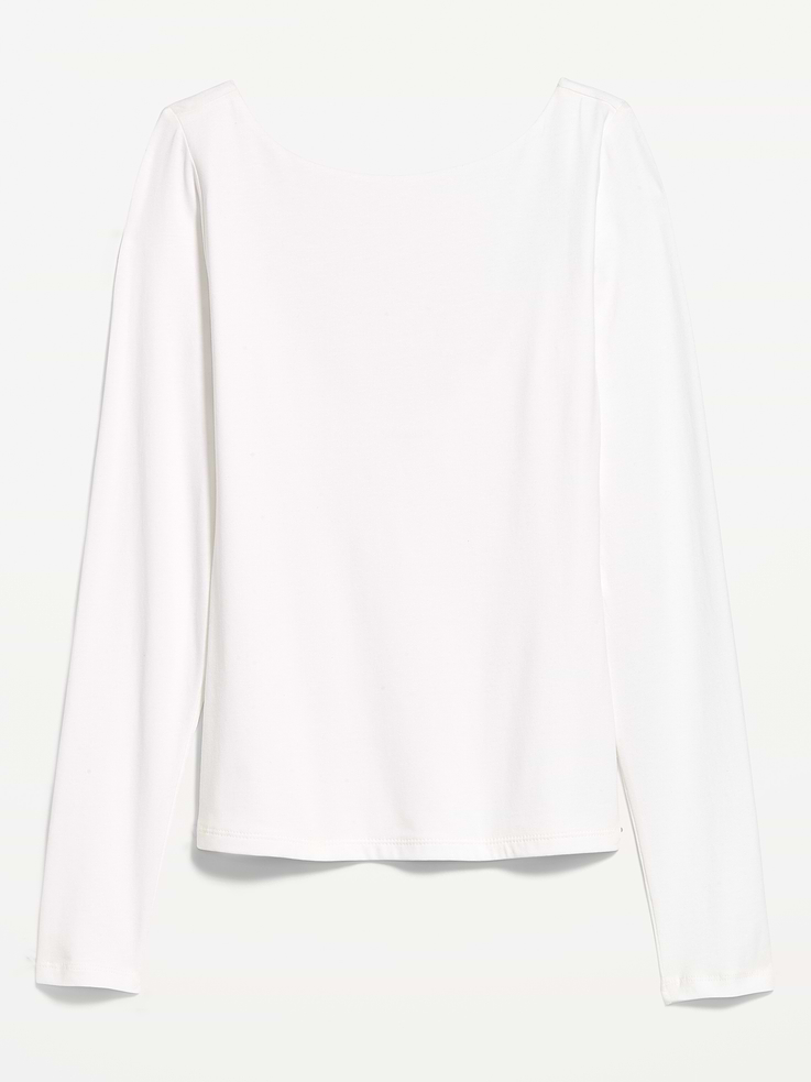 Image 4 of 8, Hug Double-Layer Long-Sleeve Scoop-Back Top