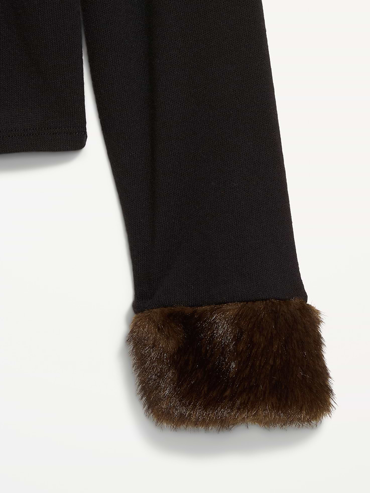 Image 5 of 9, Long-Sleeve Faux-Fur Cuff Tie-Front Top