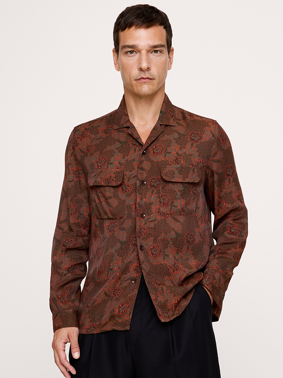 Standard-Fit Drapey Floral Resort Shirt