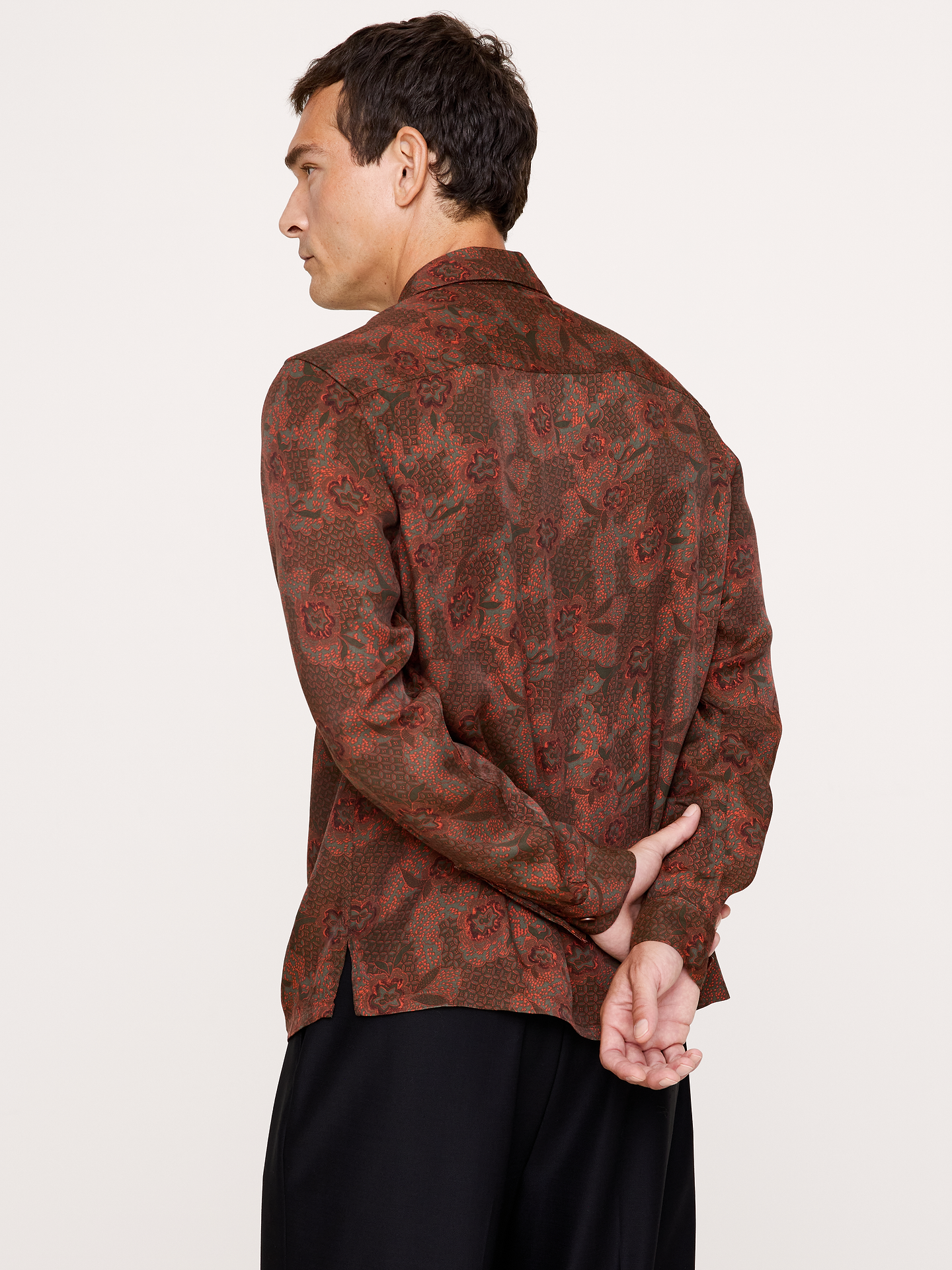 Image 3 of 5, Standard-Fit Drapey Floral Resort Shirt