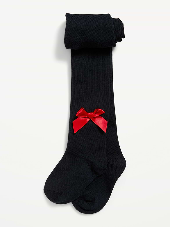 Soft-Knit Bow Tights for Toddler Girls