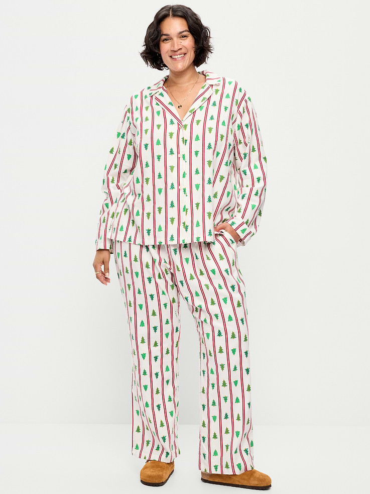 Image 7 of 8, Printed Flannel Pajama Pant Set for Women