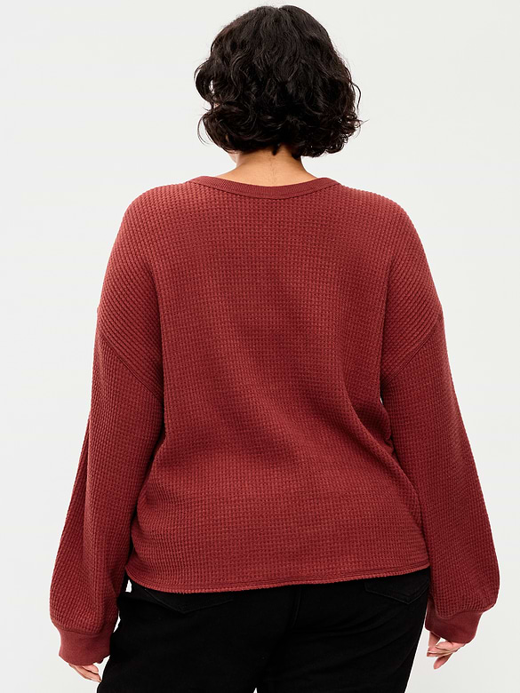 Long-Sleeve Crew-Neck Henley T-Shirt