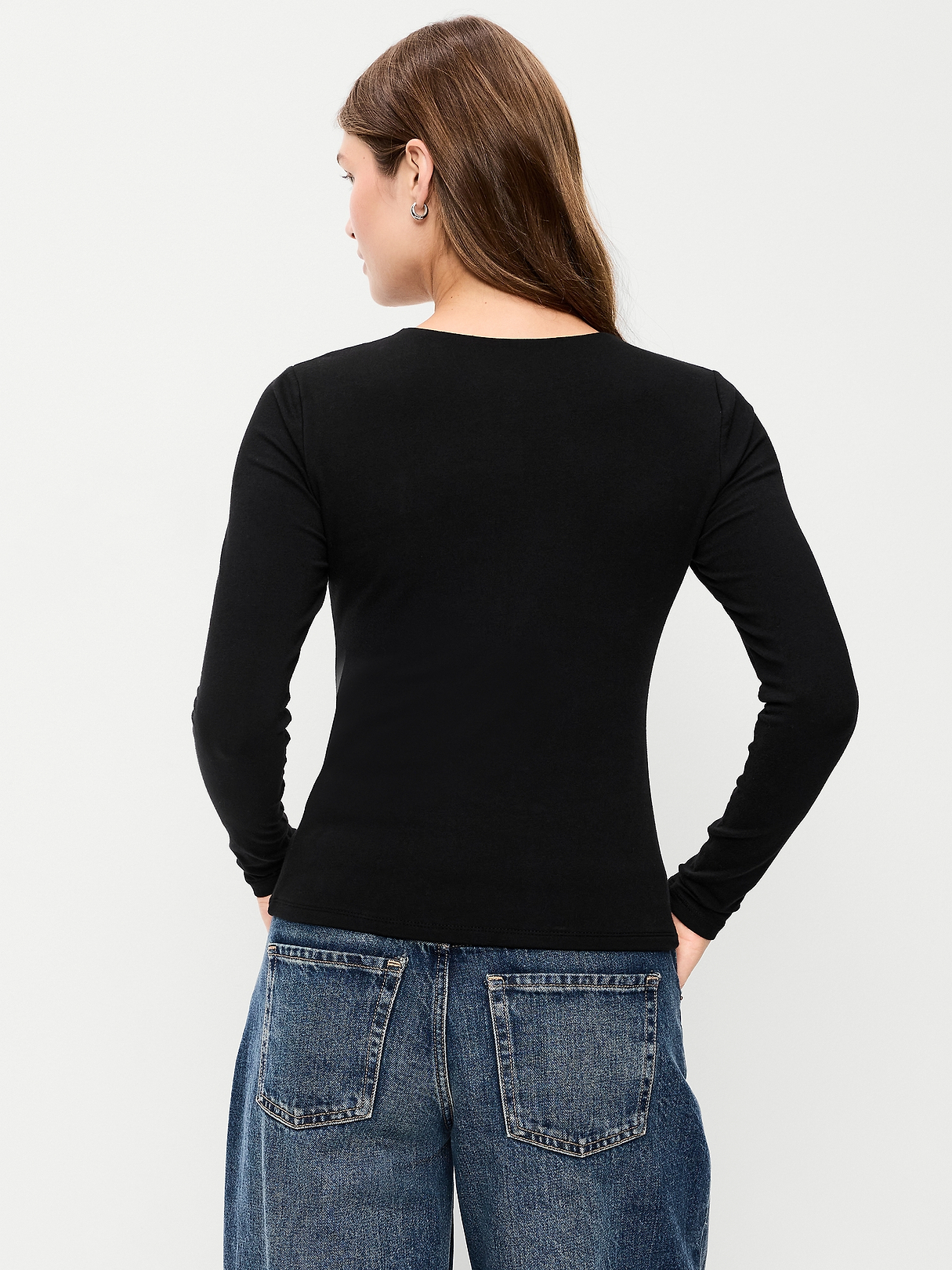 Hug Double-Layer Crew-Neck Long-Sleeve Top | Old Navy