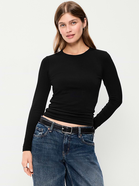 Hug Double-Layer Crew-Neck Long-Sleeve Top