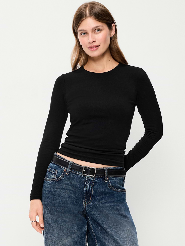 Image number 1 showing, Hug Double-Layer Crew-Neck Long-Sleeve Top