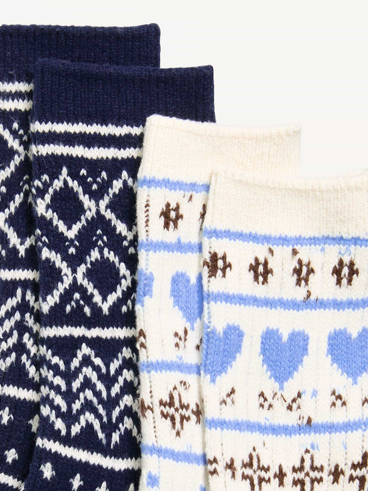 Image 2 de 2, Chaussettes à motif jacquard pour femme (paquet de 2)