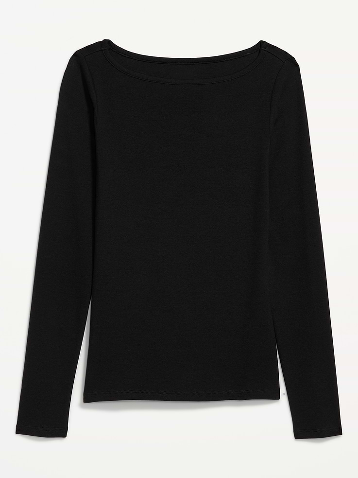 Image 4 of 8, Snug Long-Sleeve Boatneck T-Shirt