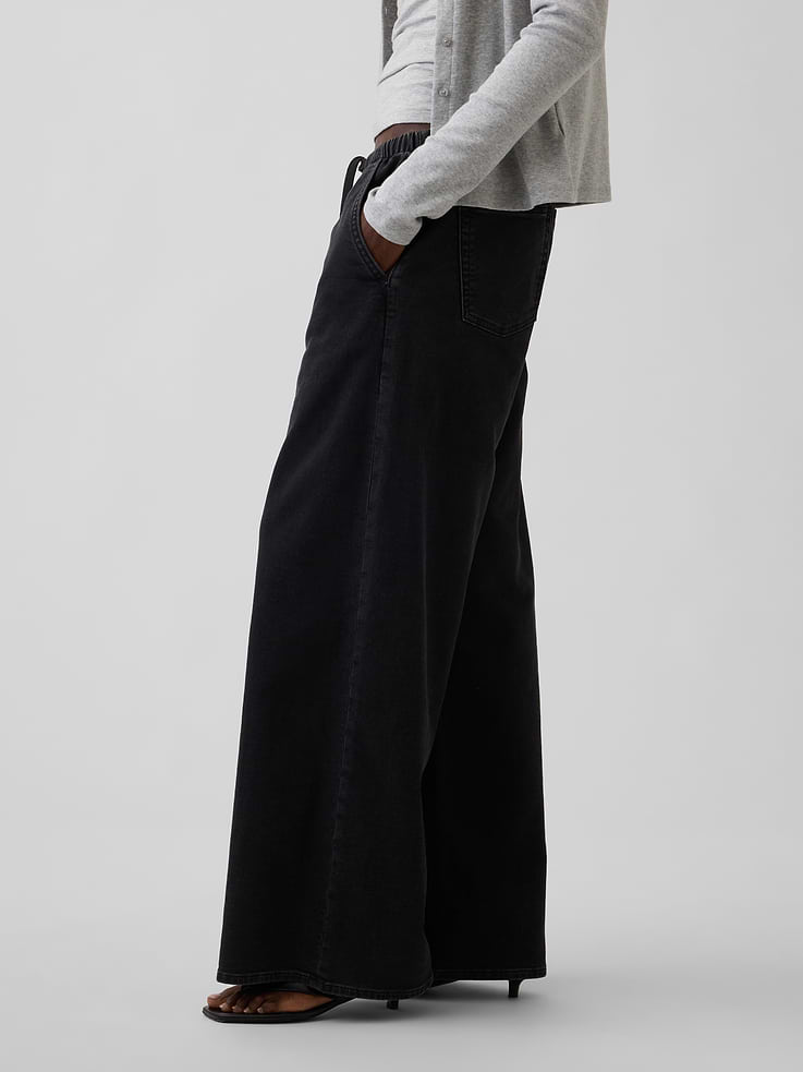 Image number 3 showing, Mid Rise Knit Easy Baggy Jeans