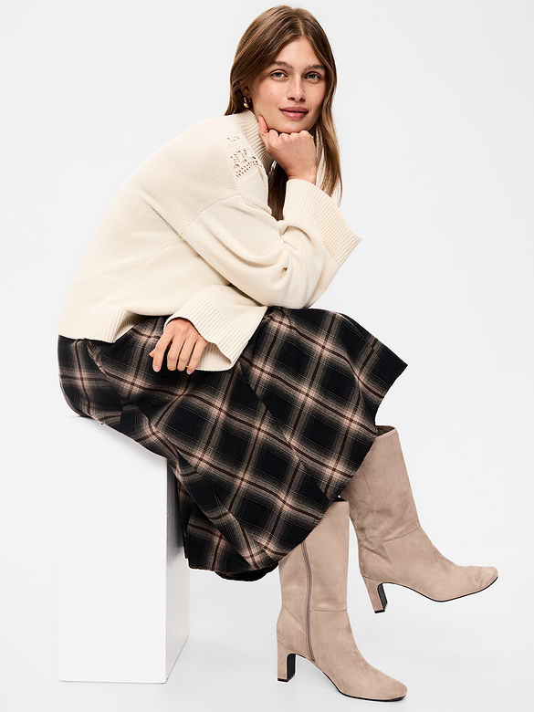 Mid-Calf Square-Toe Boot for Women