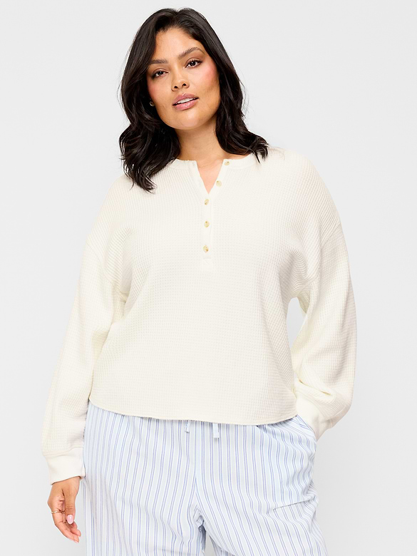 Long-Sleeve Crew-Neck Henley T-Shirt