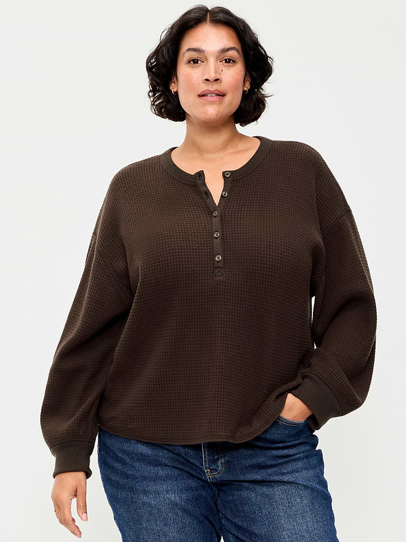 Long-Sleeve Crew-Neck Henley T-Shirt