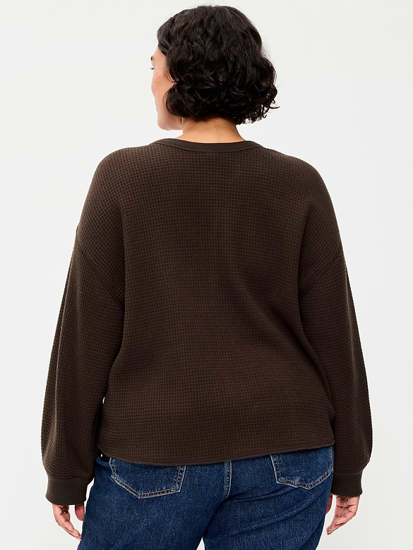 Long-Sleeve Crew-Neck Henley T-Shirt