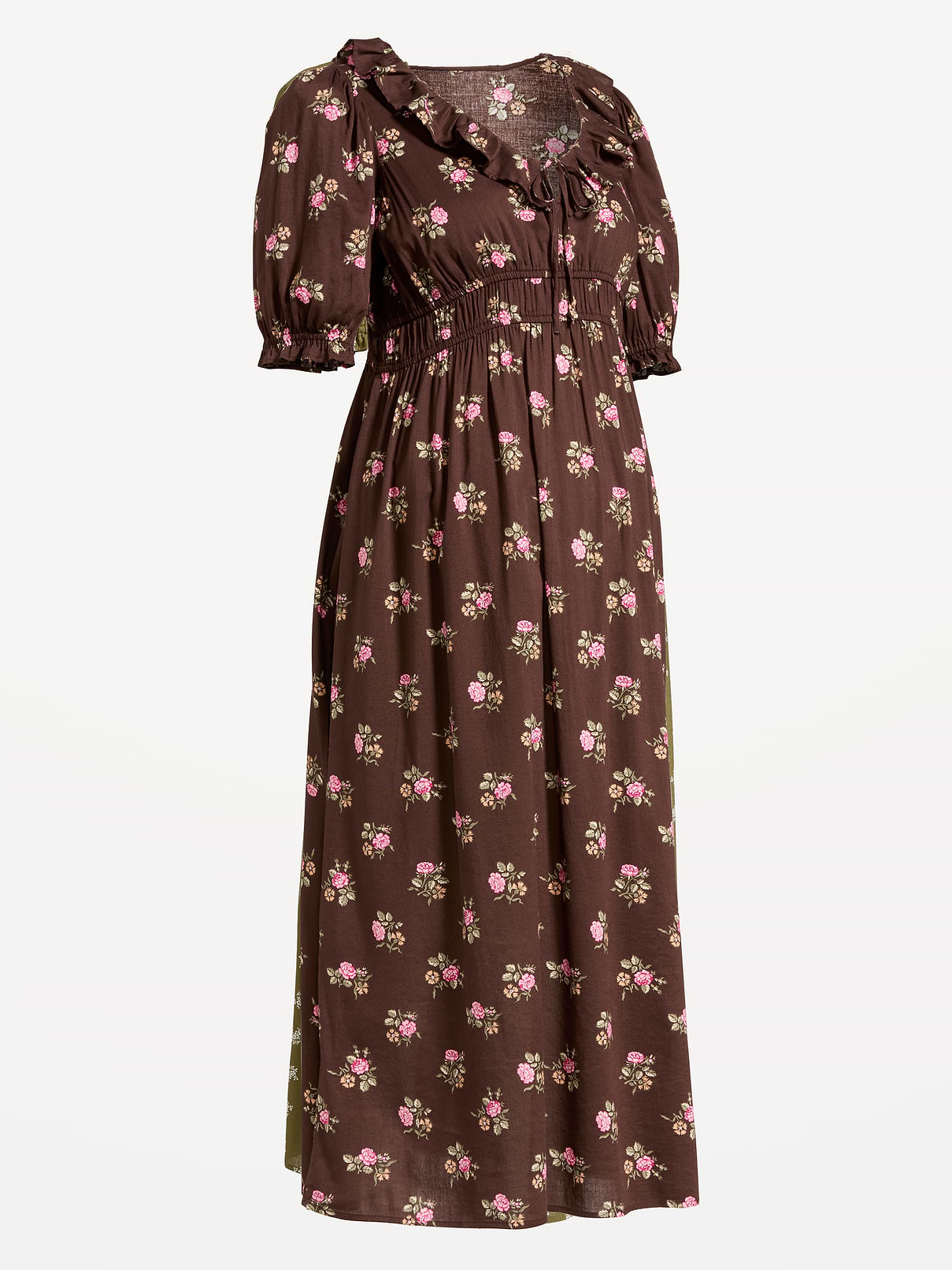Image 2 of 2, Maternity Puff-Sleeve Maxi Dress