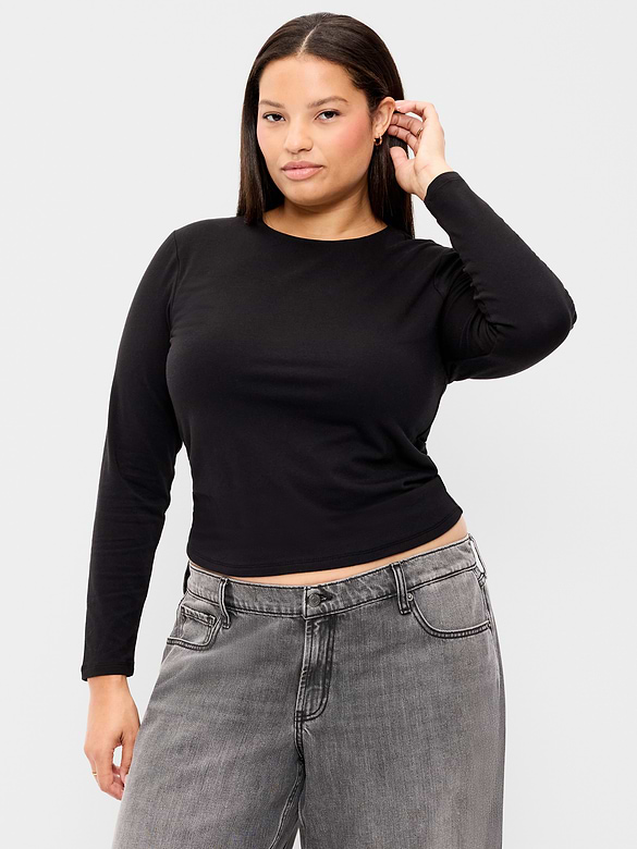 Hug Double-Layer Crew-Neck Long-Sleeve Top