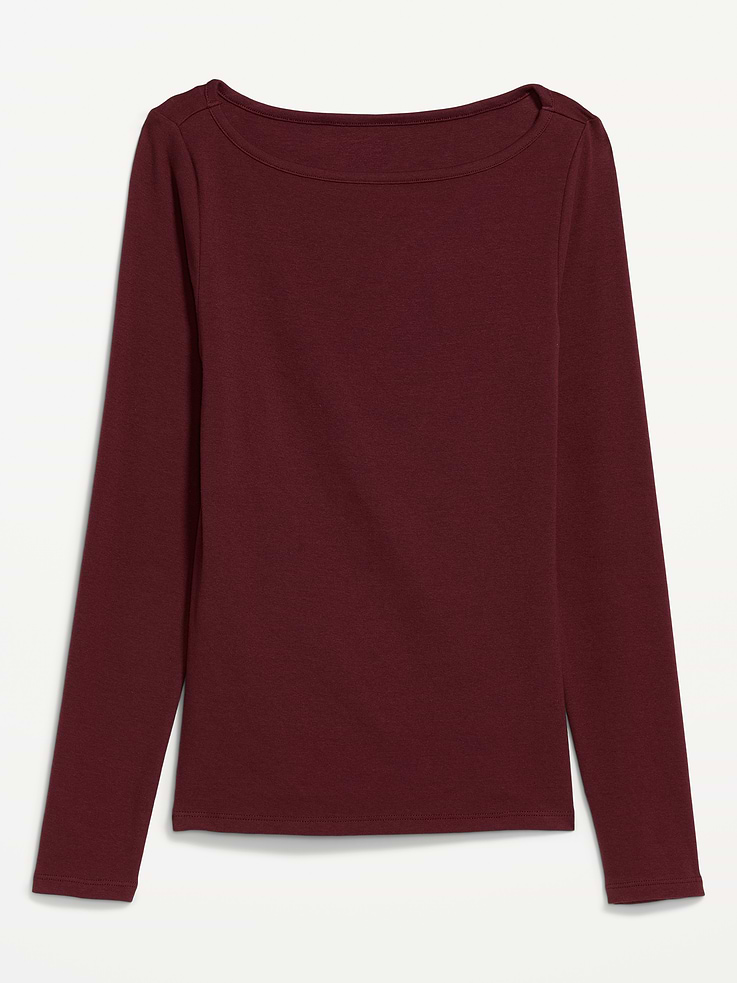 Image 4 of 6, Snug Long-Sleeve Boatneck T-Shirt