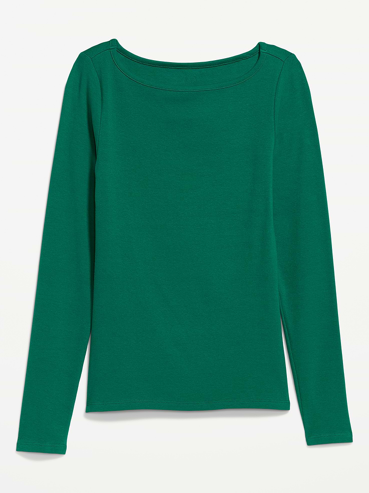 Image 2 of 6, Snug Long-Sleeve Boatneck T-Shirt