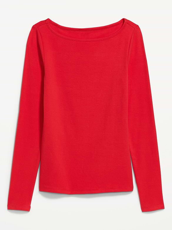 Snug Long-Sleeve Boatneck T-Shirt