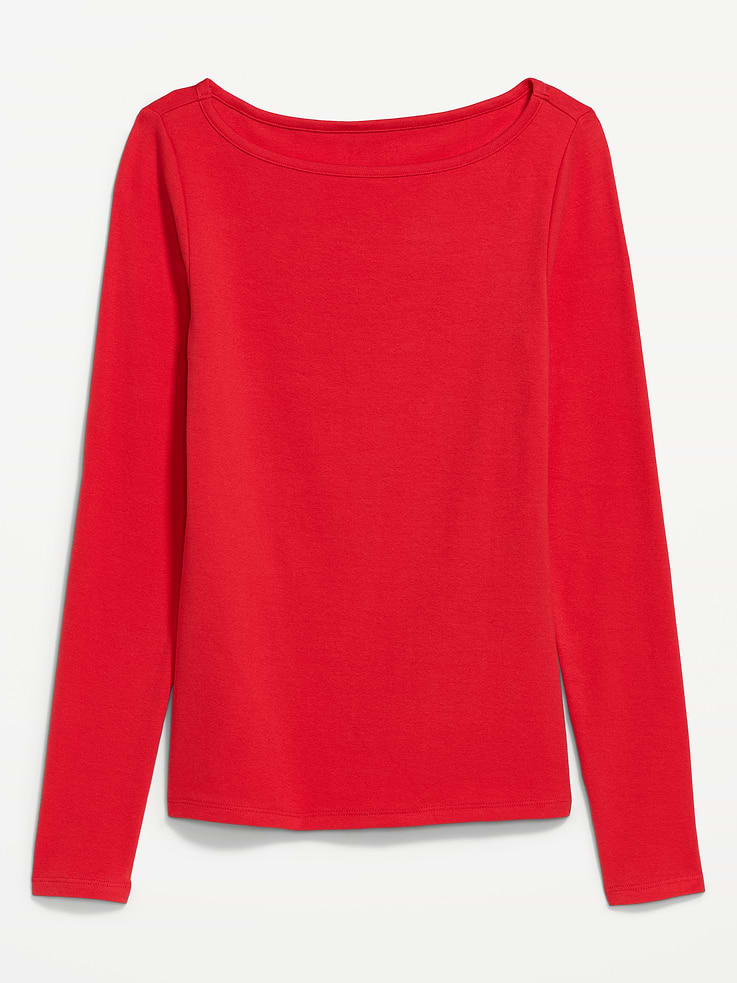 Image 1 of 6, A skimming fit that hugs your bod just right., boatneck, long sleeves, Product #909484