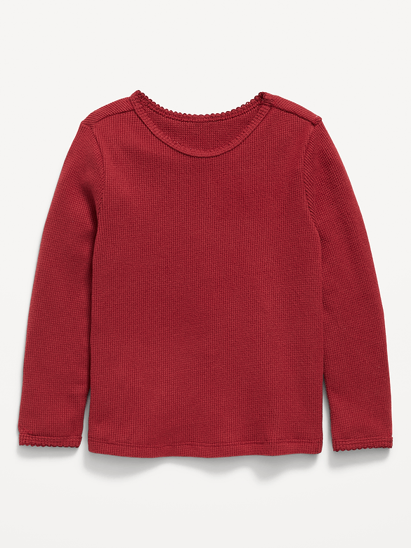 Long-Sleeve Waffle Knit T-Shirt for Toddler Girls