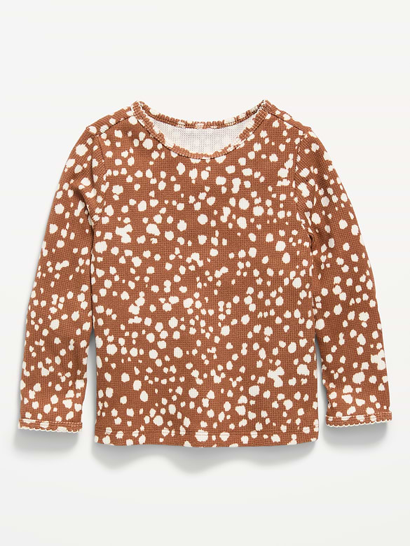 Long-Sleeve Waffle Knit T-Shirt for Toddler Girls