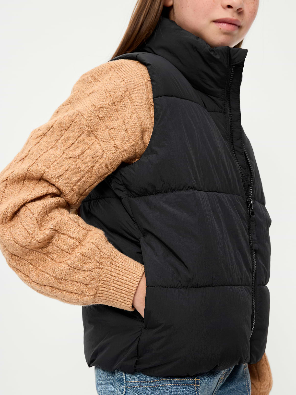 Image 3 of 3, Water-Resistant Quilted Puffer Vest for Girls