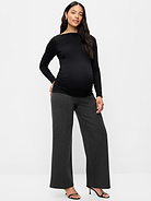 Image number 1 showing, Maternity Full-Panel Stevie Wide-Leg Pants