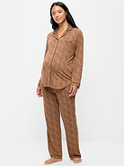 Image 1 of 2, Knit jersey so unbelievably soft and stretchy., set includes pajama shirt and matching pants, notched collar, long sleeves, patch chest pocket, foldover-waist pajama pants for pull-on styling, Product #915842