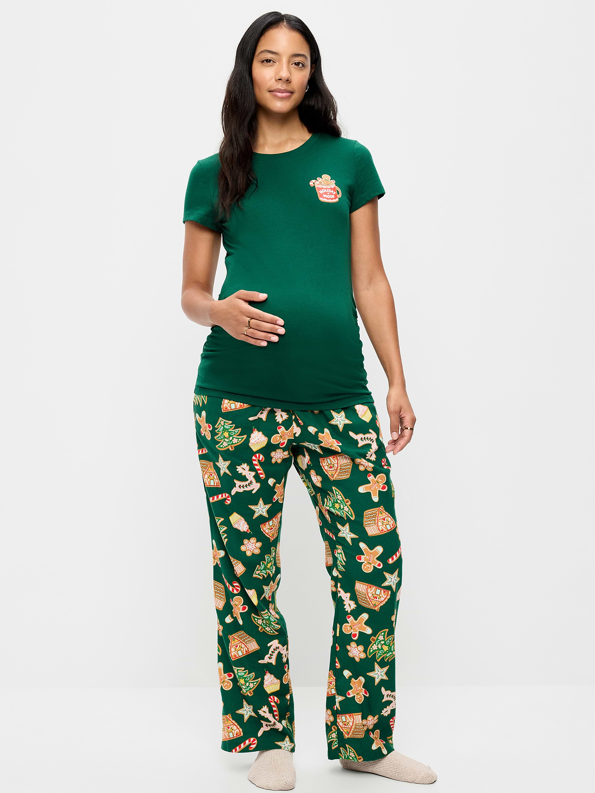Image number 1 showing, Maternity Printed Flannel Pajama Pants