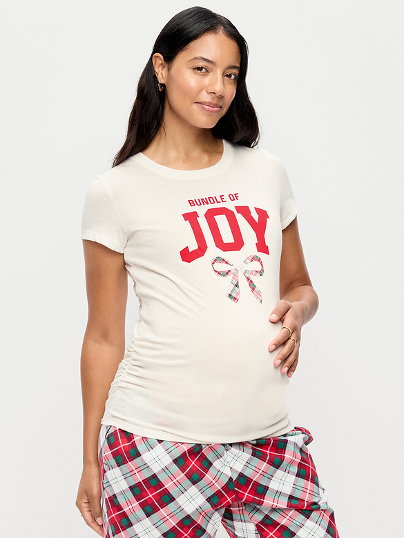 Maternity Side-Shirred Graphic T-Shirt