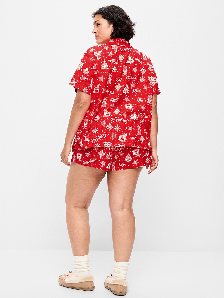 Image 7 of 7, Flannel Pajama Short Set for Women