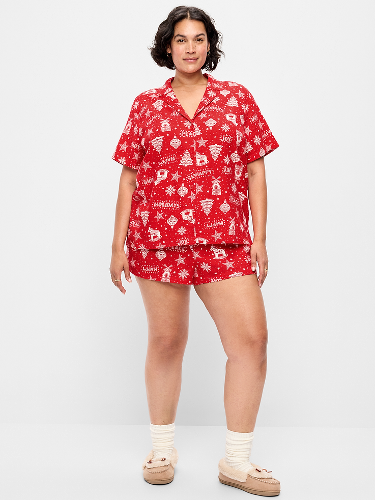 Image 6 of 7, Flannel Pajama Short Set for Women