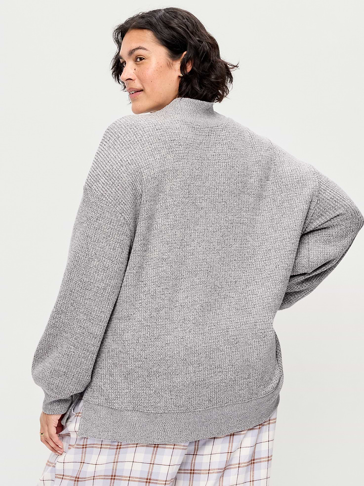 Image 7 of 7, Oversized Mock-Neck Long-Sleeve Top