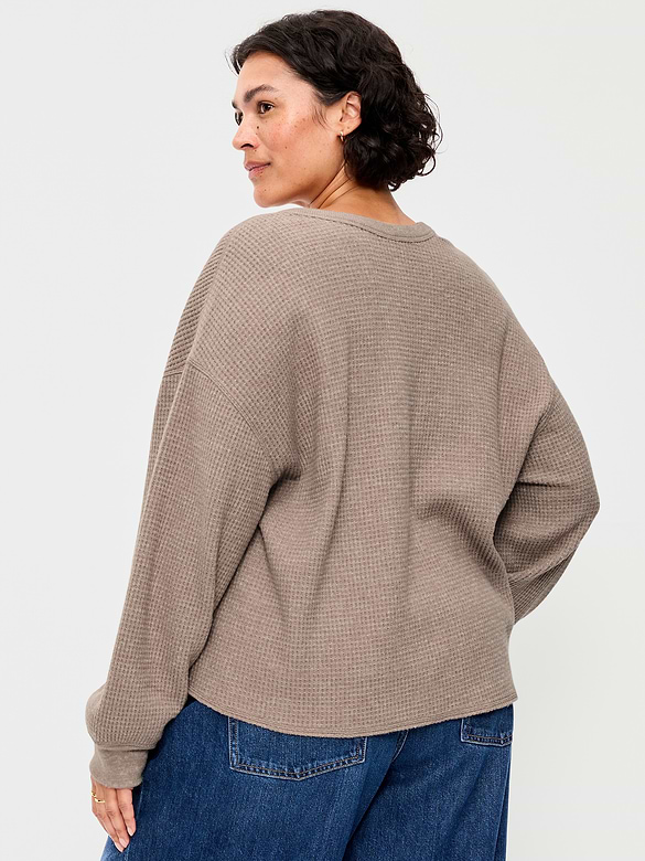 Long-Sleeve Crew-Neck Henley T-Shirt