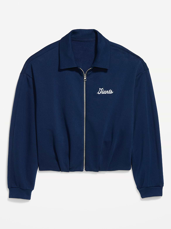 New York Giants Oversized Fleece Bomber Jacket for Women