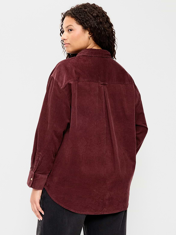 Oversized Boyfriend Button-Down Corduroy Shirt