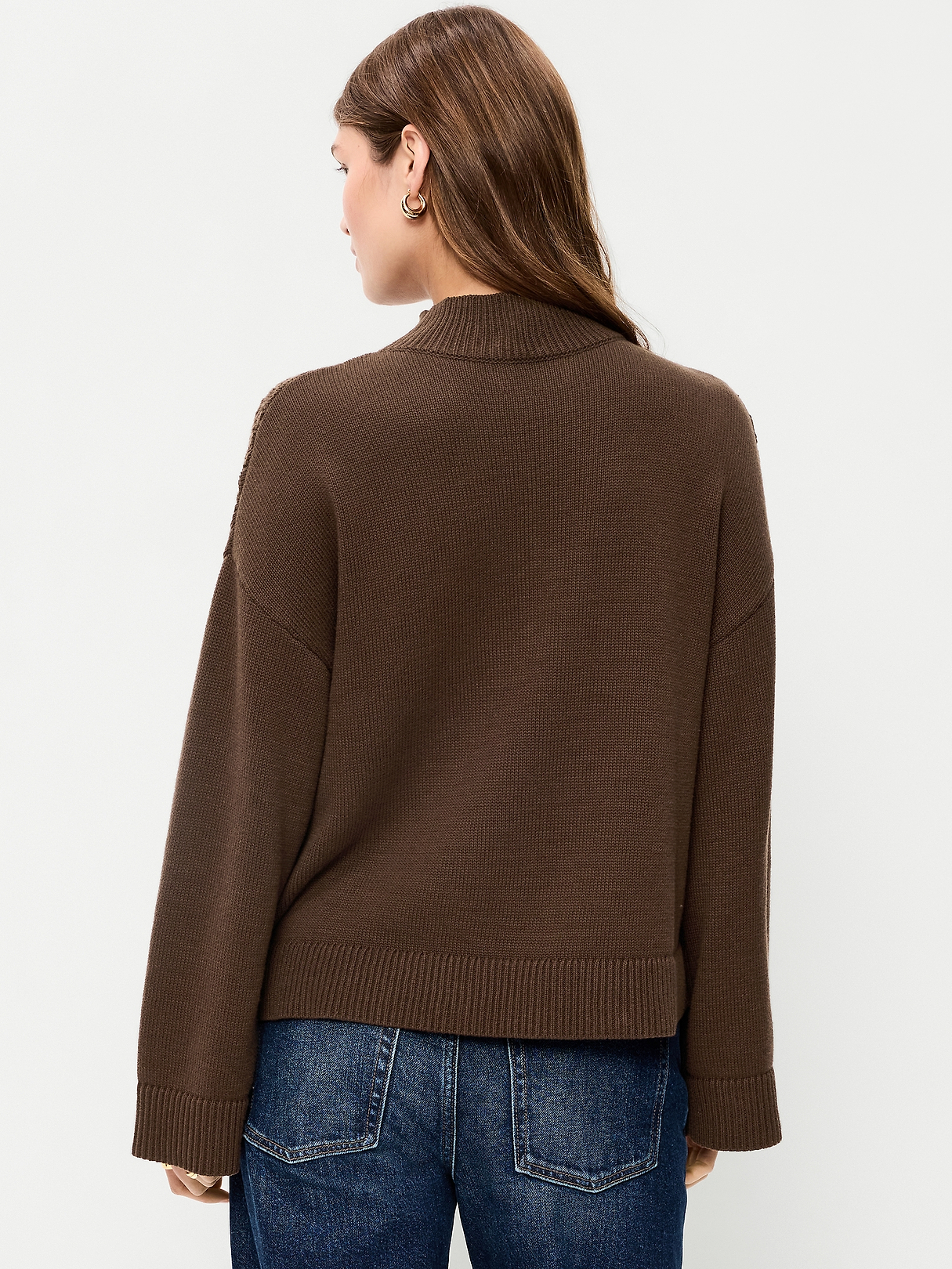 Seaside Cotton Mock-Neck Lace Inset Sweater | Old Navy