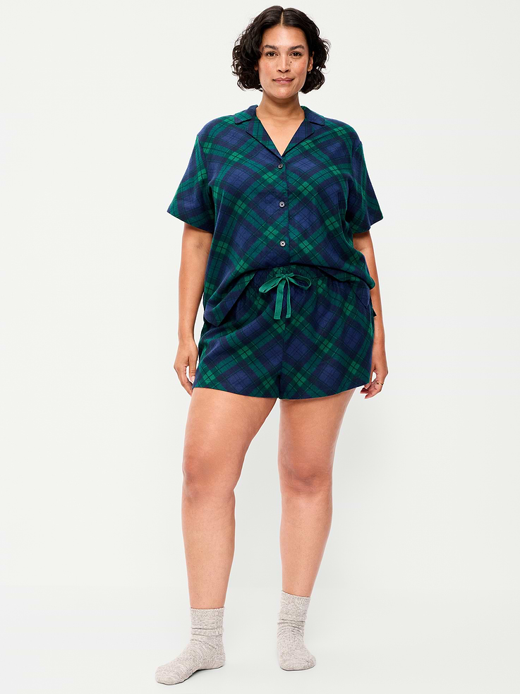 Image number 6 showing, Flannel Pajama Short Set for Women