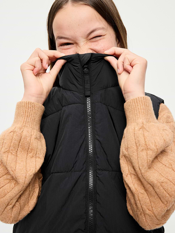 Water-Resistant Quilted Puffer Vest for Girls