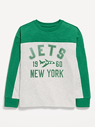 Image number 1 showing, New York Jets Long-Sleeve Oversized Graphic Football T-Shirt for Boys