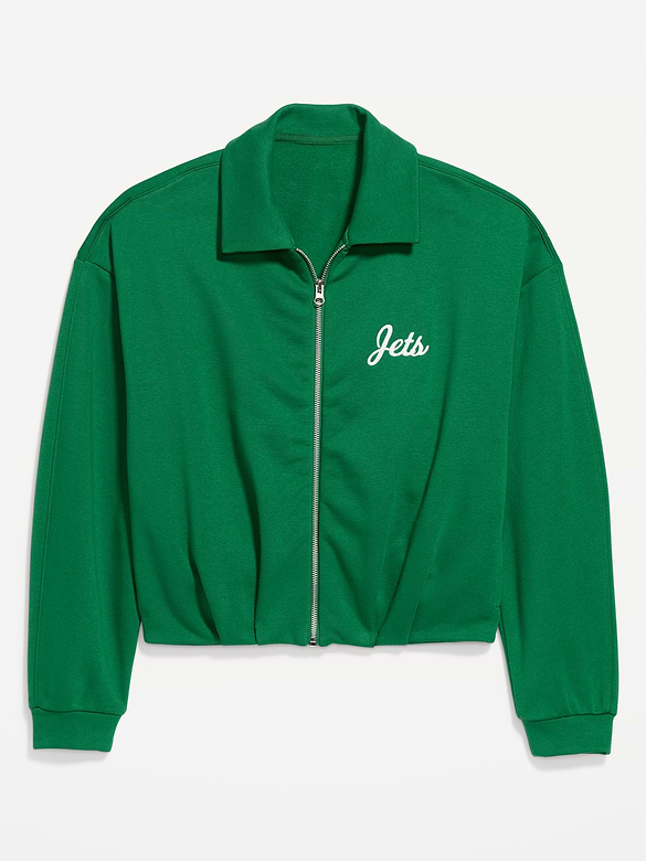 New York Jets Oversized Fleece Bomber Jacket for Women