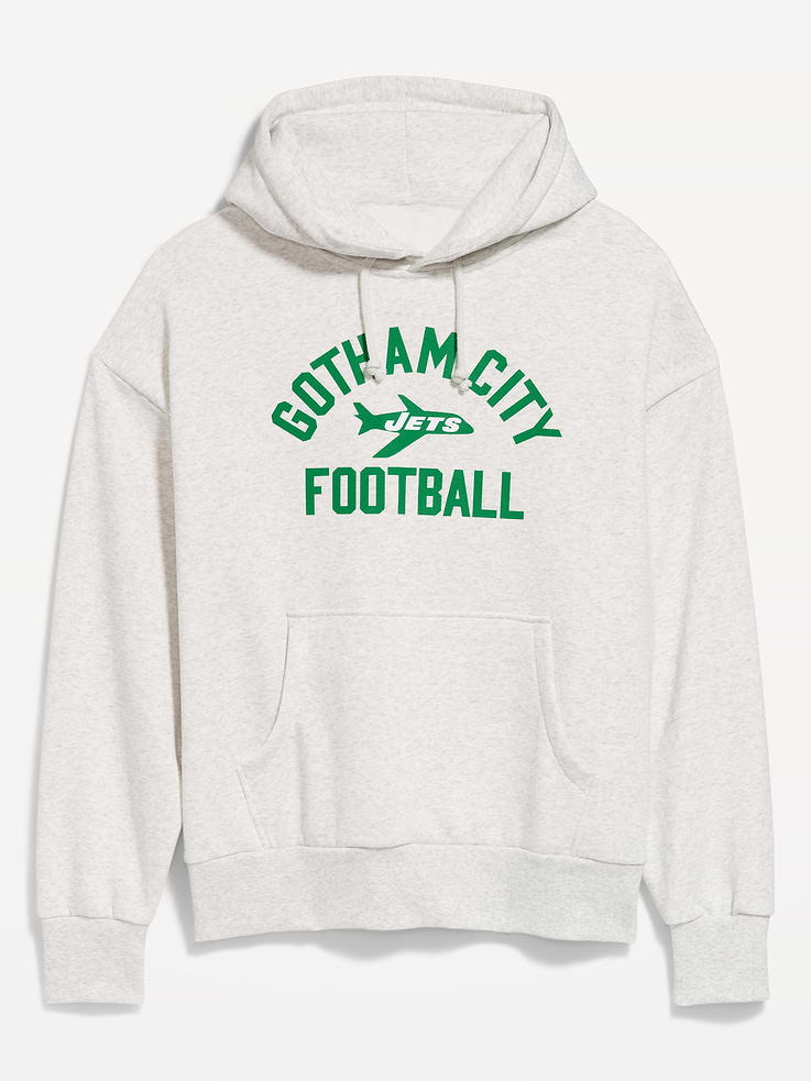 Image 1 of 1, drawstring hood, drop-shoulder sleeves, kangaroo pocket, graphic at front, rib-knit trim, pullover style, Product #916525