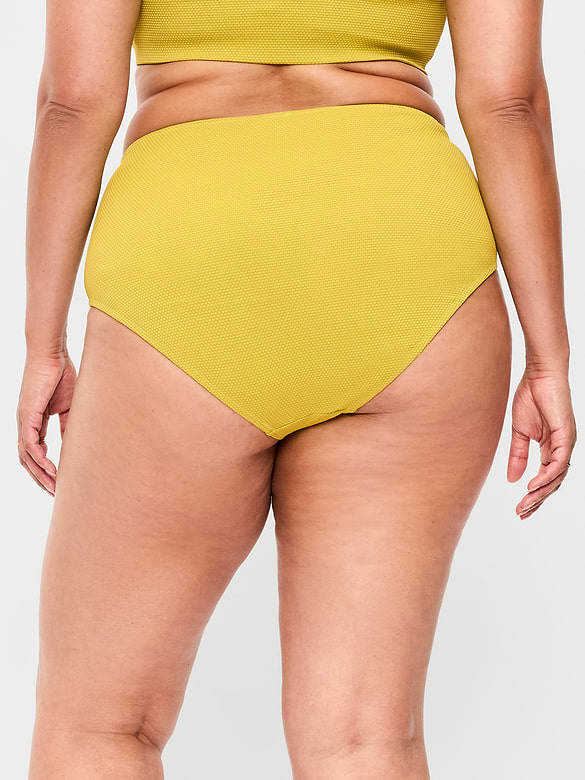 High-Waisted Pique Bikini Swim Bottoms