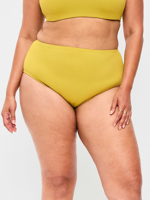 High-Waisted Pique Bikini Swim Bottoms