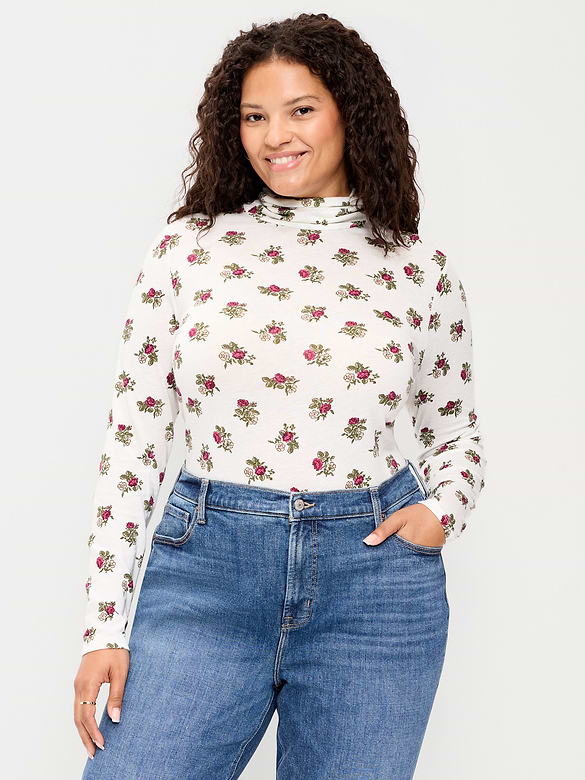 Slim-Fit Printed Turtleneck