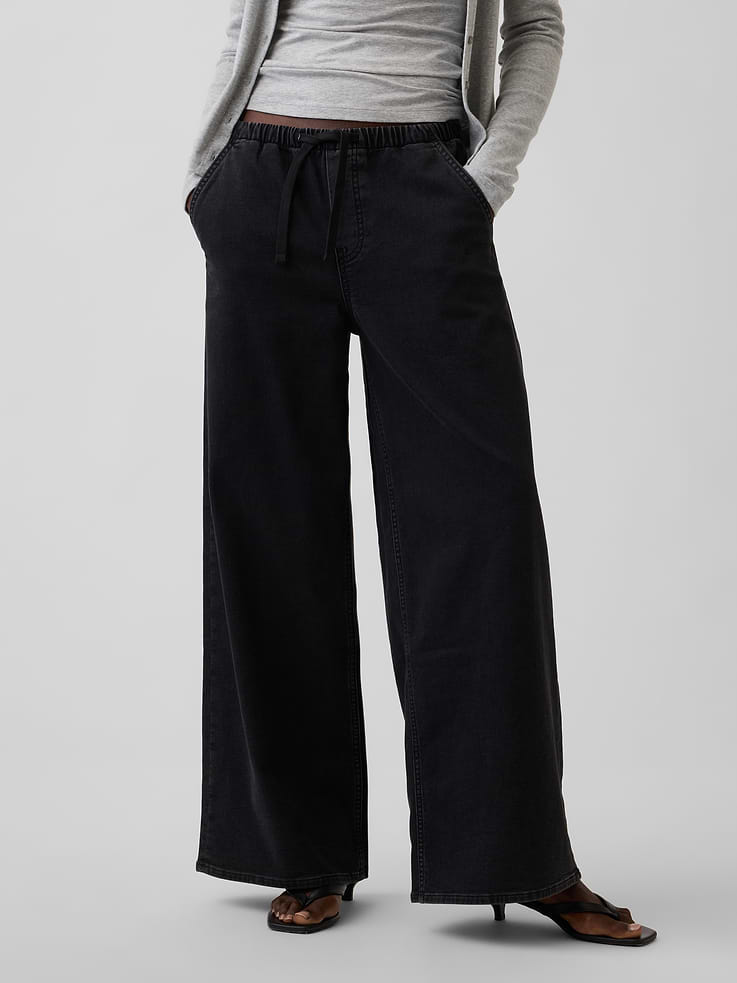 Image number 2 showing, Mid Rise Knit Easy Baggy Jeans