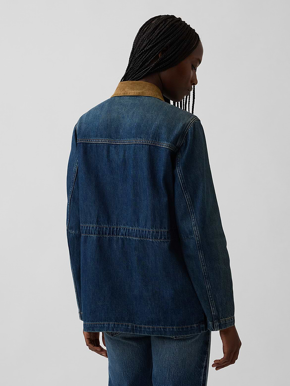 Cinched-Waist Denim Chore Jacket