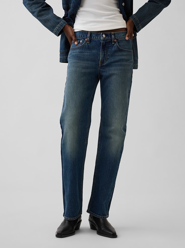 Image number 2 showing, Mid Rise Relaxed Straight Jeans