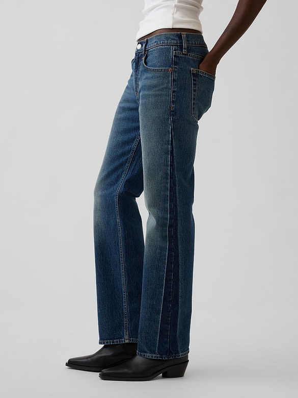Mid Rise Relaxed Straight Jeans