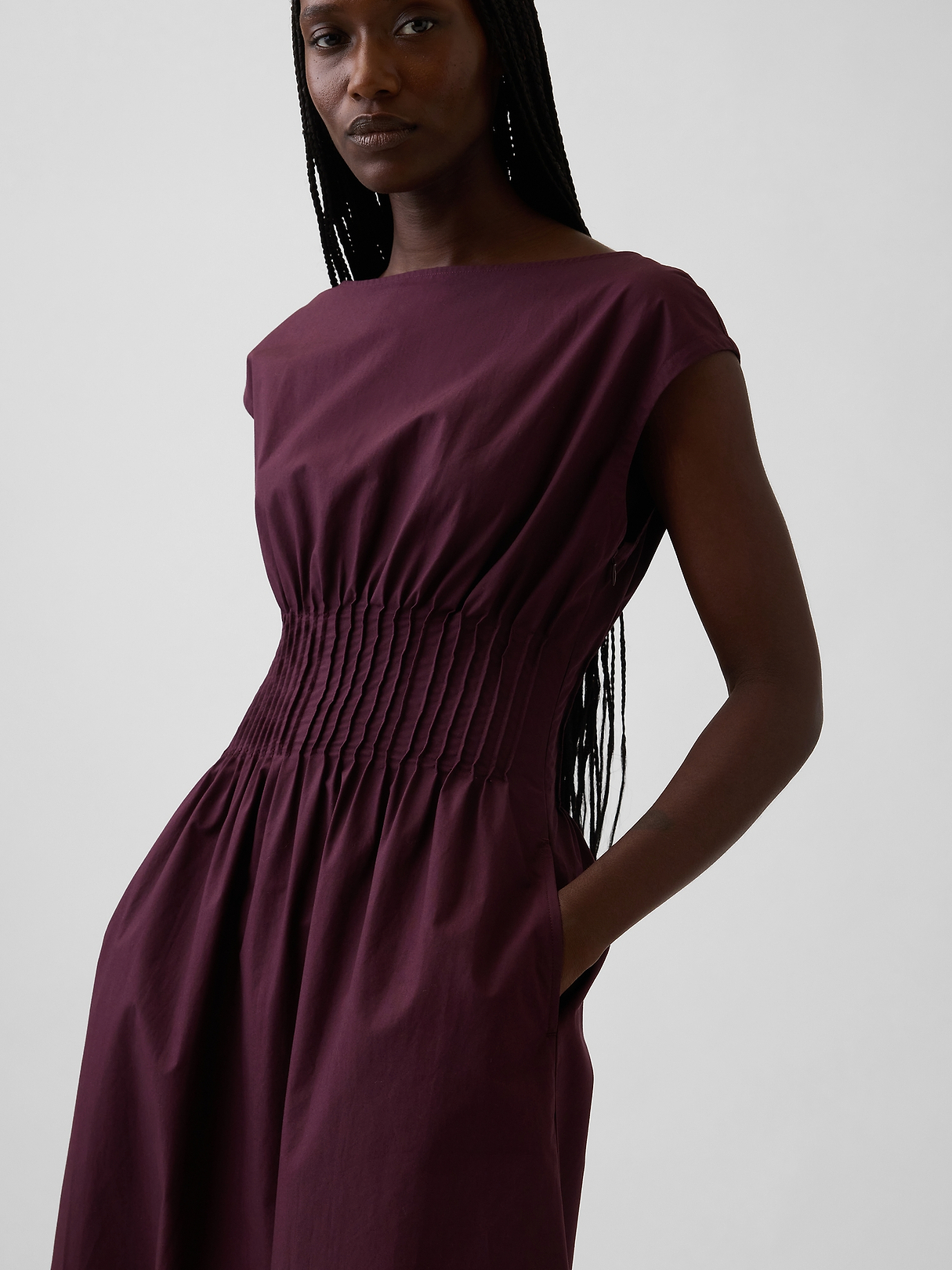 Poplin Pintuck Maxi Dress | Gap